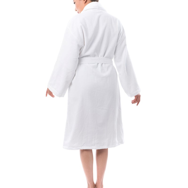 alpine swiss Blair Womens Cotton Terry Cloth Bathrobe Shawl Collar Velour Spa Robe,White,Small / Medium - Image 5